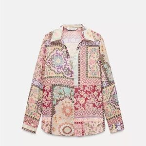 NWT Zara Patchwork Printed Shirt Blouse REF. 2587/159